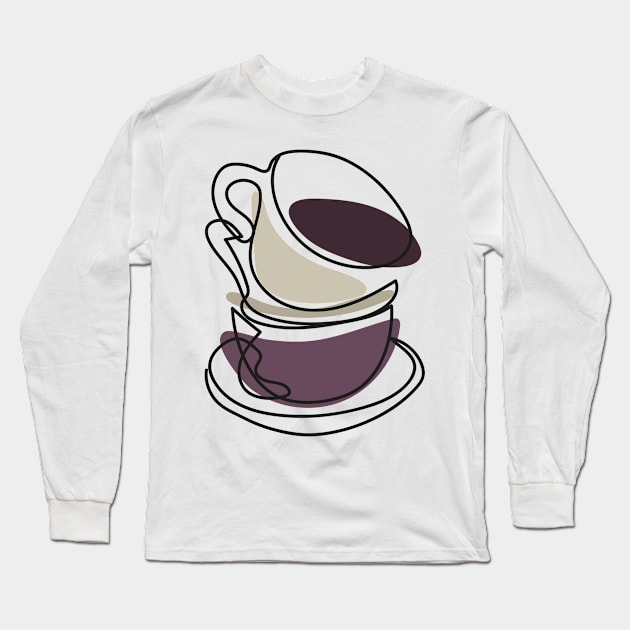 One Line Cups Long Sleeve T-Shirt by Evgenija.S